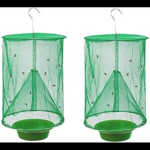 Ranch Fly Trap with Bait Tray,Reusable Fly Trap Flay Catcher Cage,Indoor Outdoor